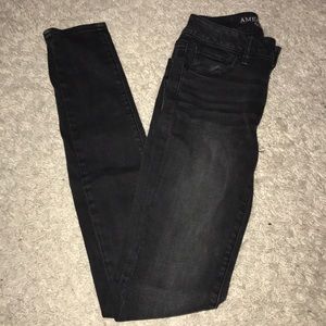 Faded (distressed) Black AE Jeans
